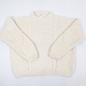 YETI Hand Knit Wool Sweater Women's XL Chunky Thick Cable Knit Pullover